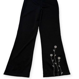 Derek Heart Glitter Flower Black Slacks M